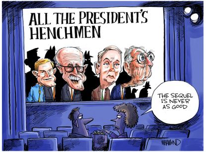 Political Cartoon U.S. All the President's Men Impeachment Trump sequel