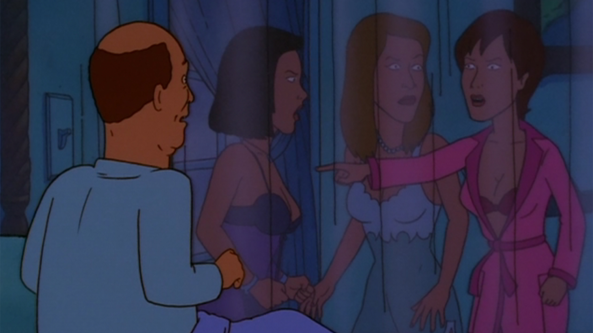 Bill (Stephen Root) is confronted by three women in King of the Hill