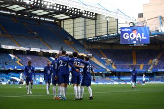 Kai Havertz celebrating his goal with Chelsea teammates