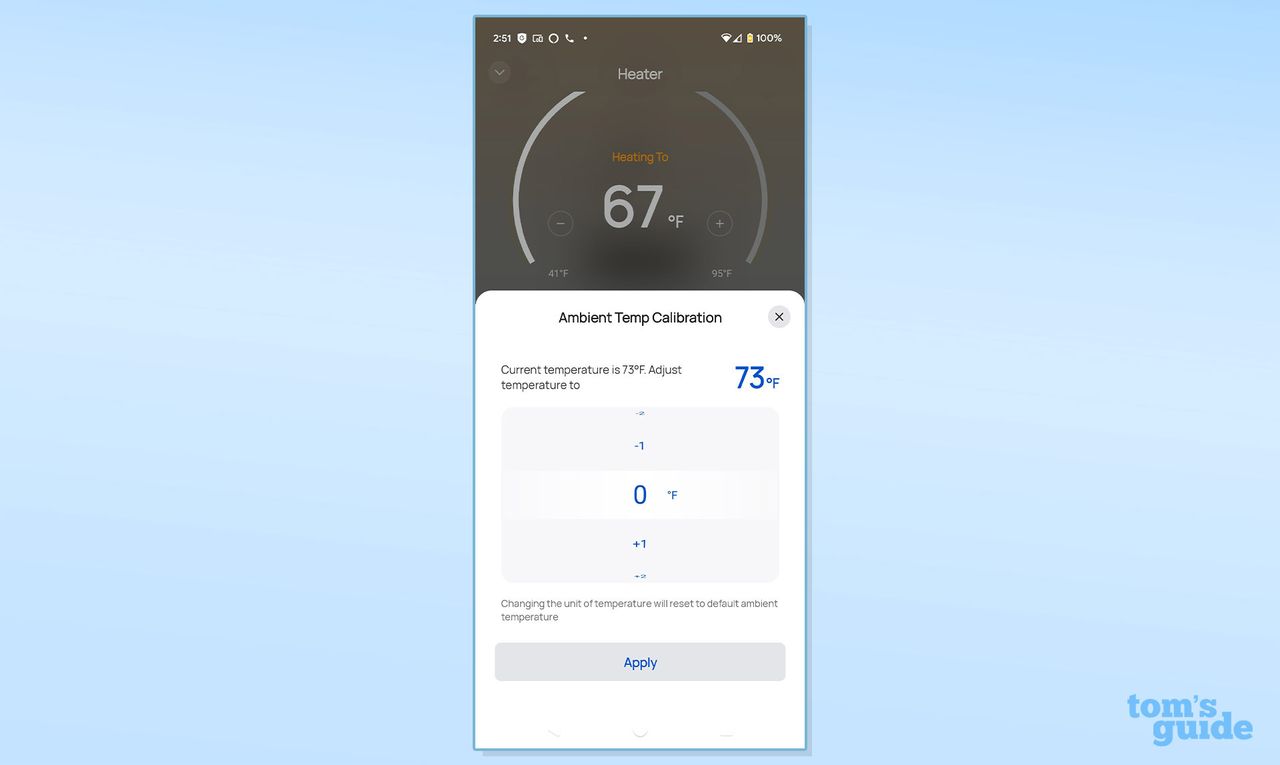 Dreo wall space heater-temp-on screenshot