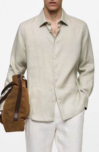 Regular Fit Linen Button-Up Shirt