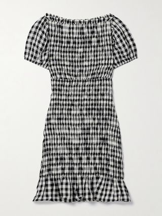 Mini-Voile-Gingham-Rizzo-Gerafftes Kleid