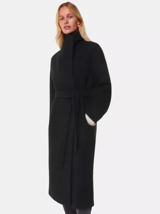 Whistles Morgan Funnel Neck Pure Wool Coat