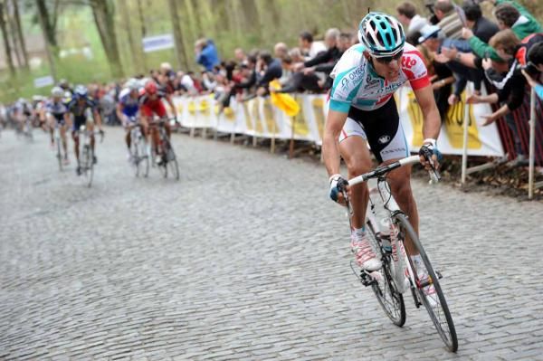 Tour of Flanders: Philippe Gilbert (Omega Pharma-Lotto) looks to have the gap on the Bosberg, but he would eventually be closed down.