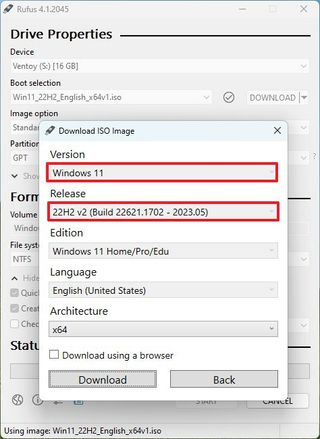 Windows 11 ISO download settings
