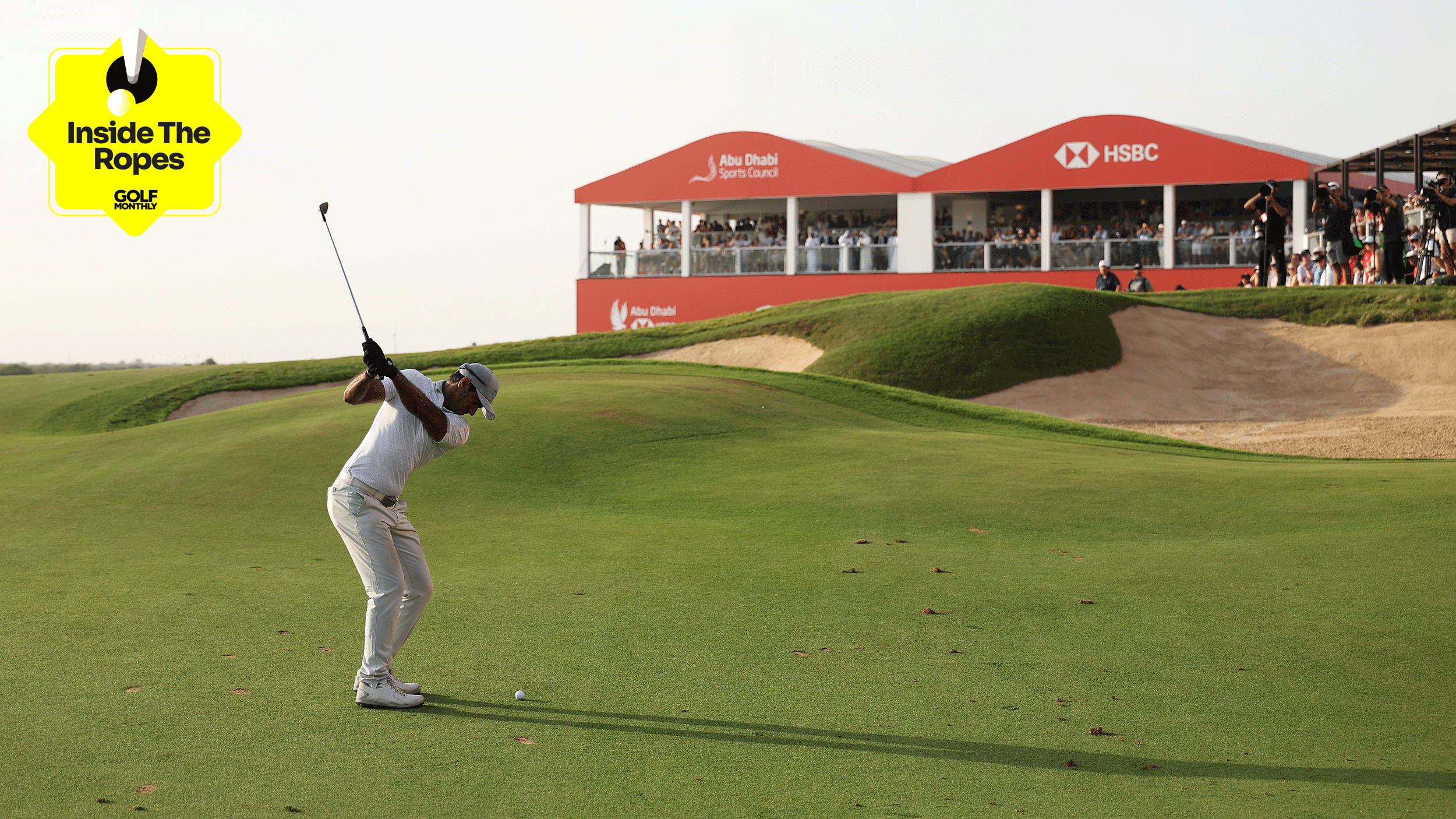 Aaron Rai hits a wedge shot during the 2025 Abu Dhabi HSBC Championship play-off