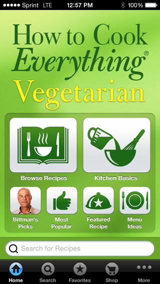 A screen from the How to Cook Everything Vegetarian app