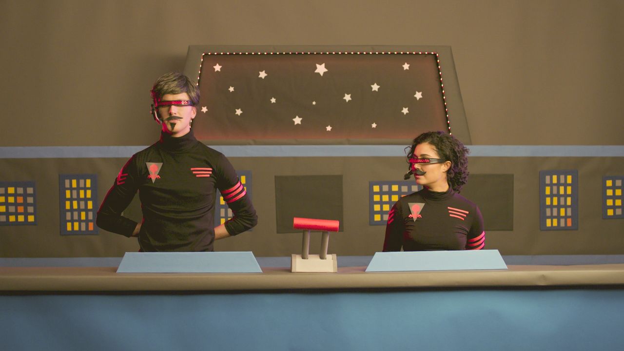 Charlie Engelman and Carly Ciarocchi in Weird But True on Disney+.