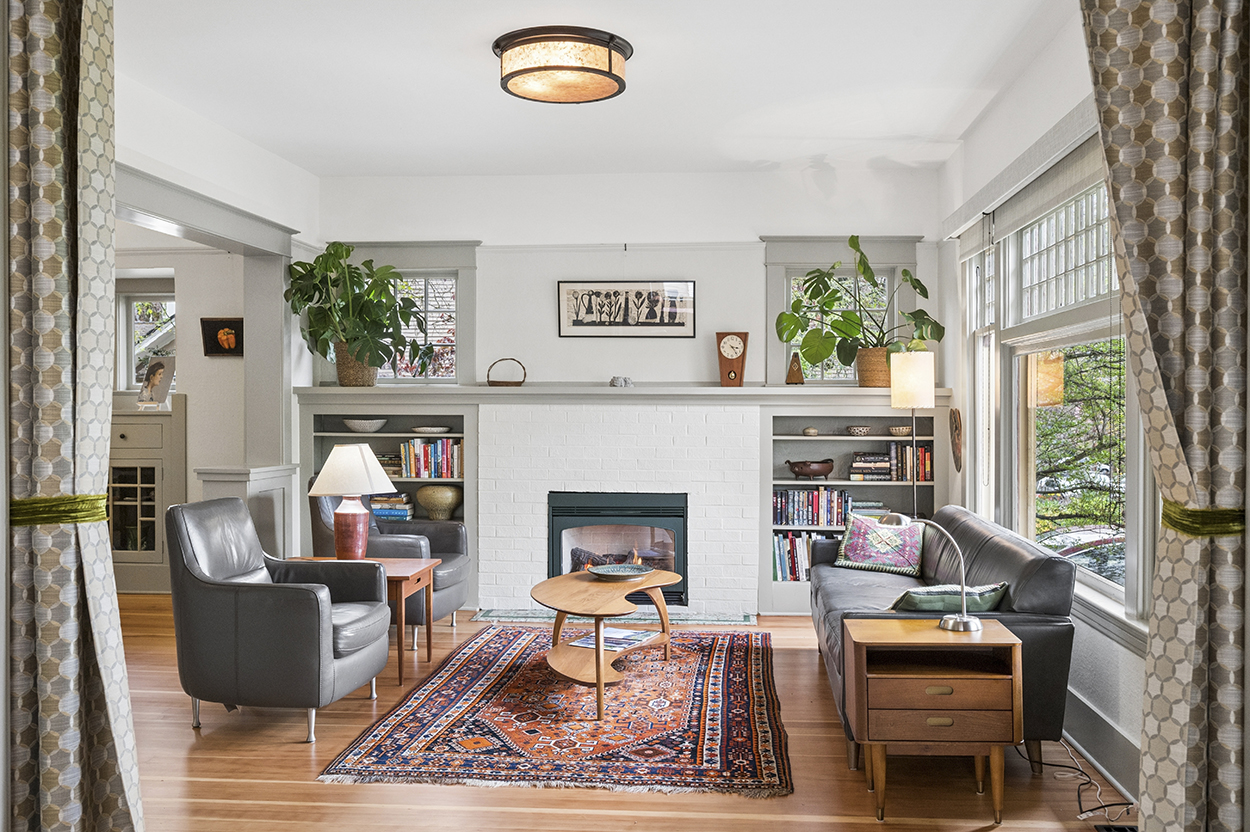 Living room in Craftsman home in Portland