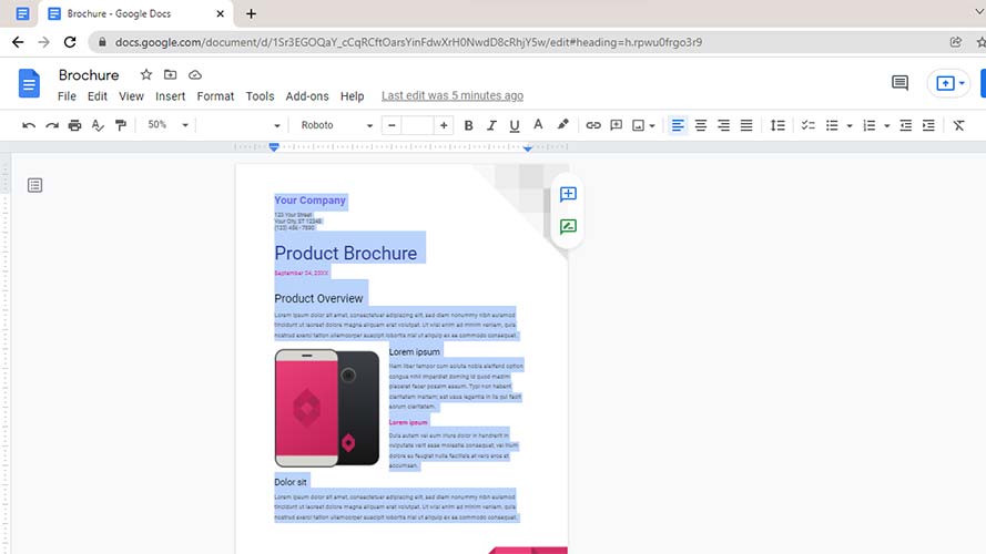 How to display a page in landscape mode in Google Docs