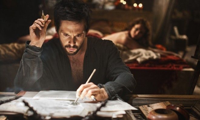 Tom Riley as Leonardo Da Vinci, hard at work.