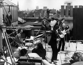 The Beatles performing on London's Savile Row in 1969