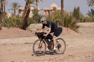 Stefan Abram riding the Ribble Gravel SL Pro on a bikepacking loop in Morocco