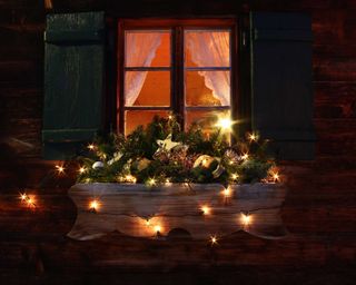 christmas window box with lights