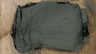 A sleeping bag inside a dry bag