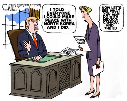 Political Cartoon U.S. Donald Trump North Korea Singapore nuclear summit Mexico Canada EU trade war