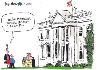 Political Cartoon U.S. Trump Security Clearances Whitehouse FBI press&nbsp;