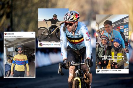 Wout van Aert competing for Belgium in a cyclo-cross race