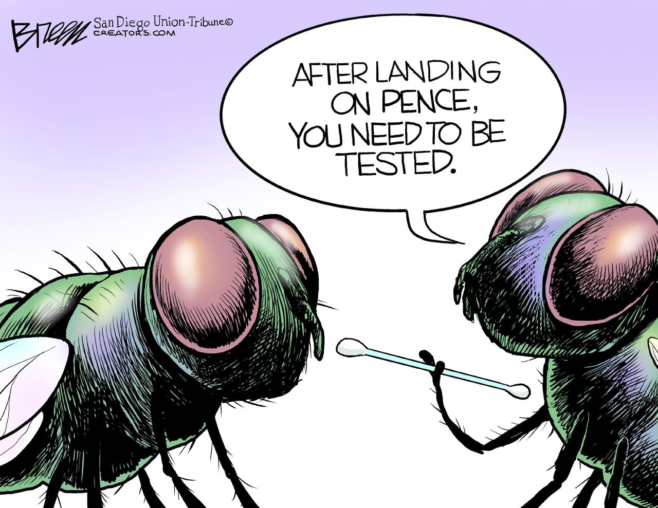 Political Cartoon U.S. Pence debate fly COVID