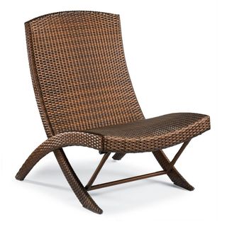A folding wicker chair