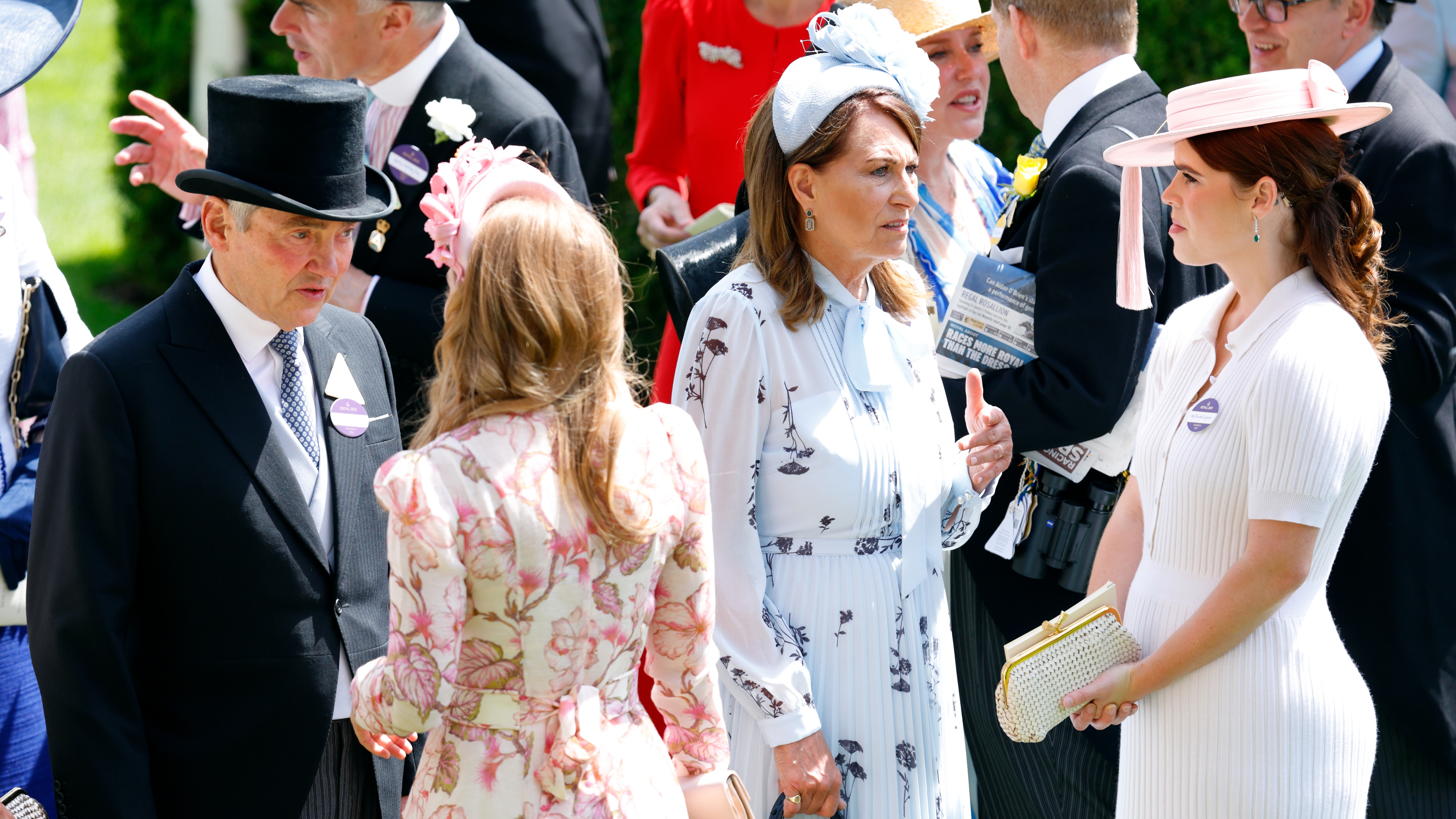 Michael Middleton, Princess Beatrice, Carole Middleton and Princess Eugenie attend day two of Royal Ascot 2024 at Ascot Racecourse on June 19, 2024
