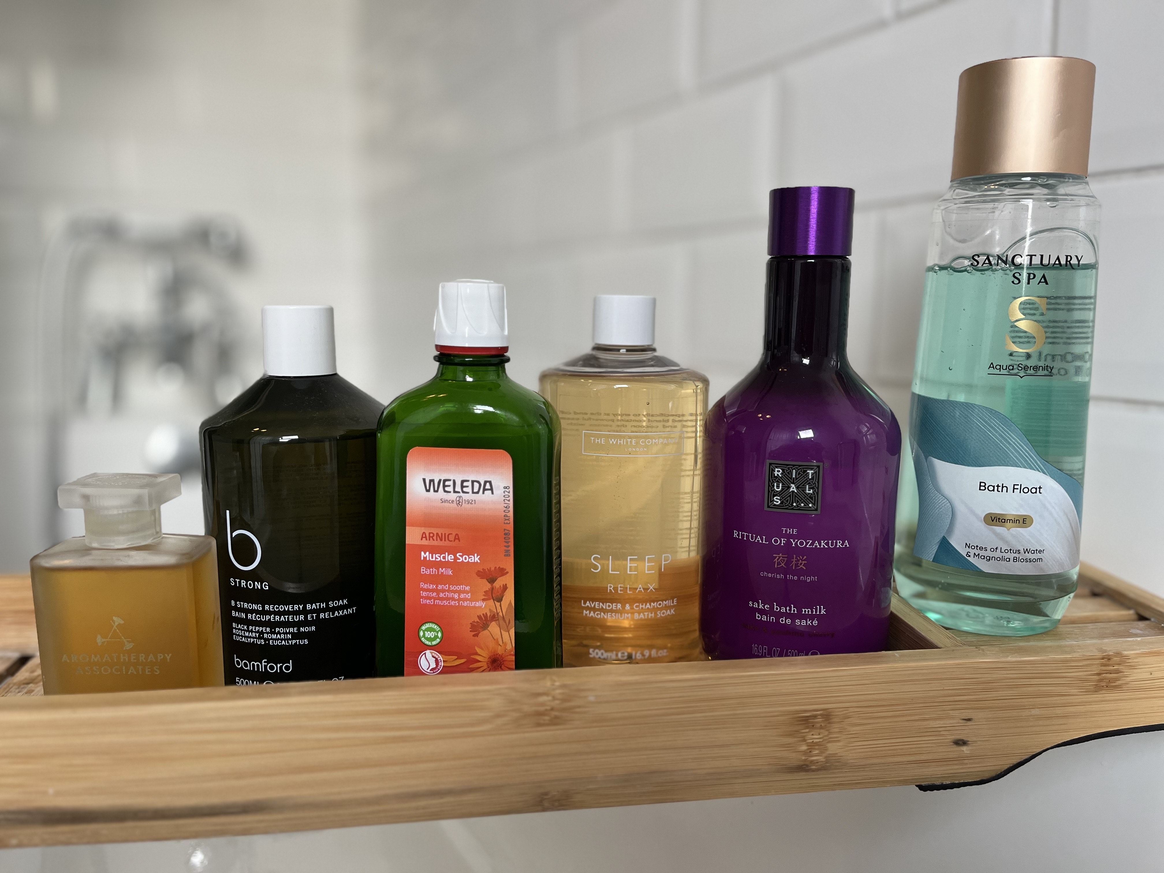 bubble baths on display in bathroom