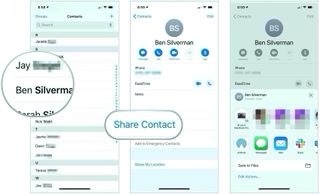 How to share contacts on iPhone and iPad: Launch the Contacts app. Tap on the contact you want to share. Tap on Share Contact.