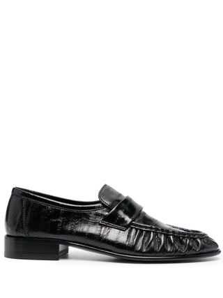 Ruched-Detail Leather Loafers