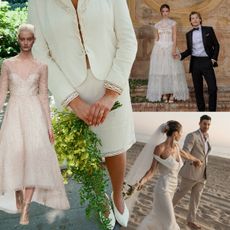 a collage of different vintage bridal looks.