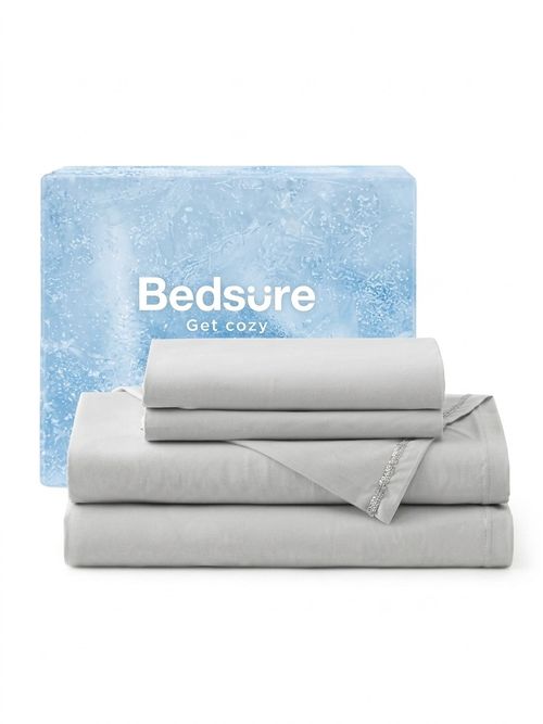 Bedsure Grey Queen Cooling Sheets (Set of 4)