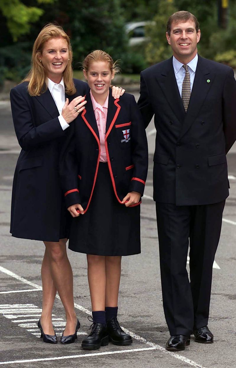 Princess Beatrice with the Duke and Duchess of York