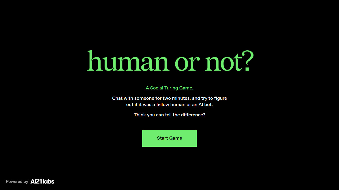 Tela inicial do jogo Human or Not