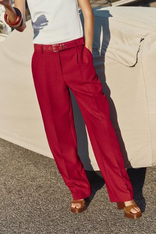 Belted Straight Leg Pants