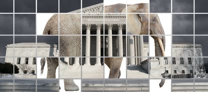 The Supreme Court building and and elephant.