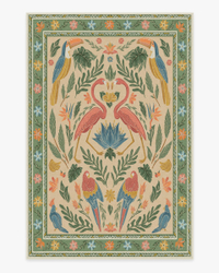 Iris Apfel Birds Of A Feather Green &amp; Peach Tufted Rug 150 x 215 - Was £399 Now £299.25