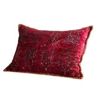 crimson velvet rectangular throw cushion