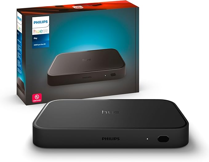 The Philips Hue Sync Box and packaging. 