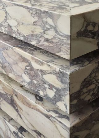 Close up shot of the tiered details of a marble counter