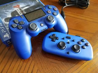 Blue DualShock and wired Mini