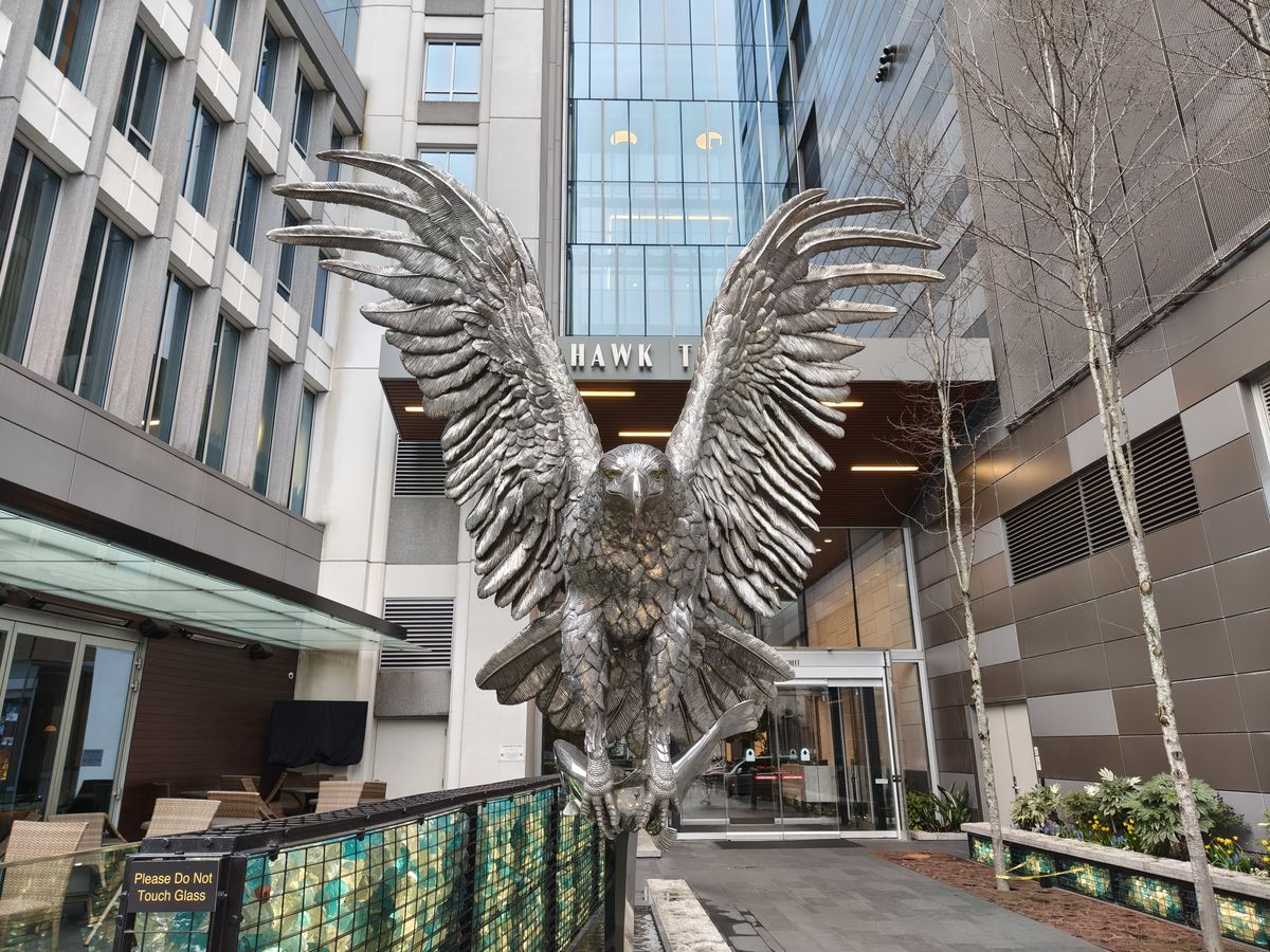 A bird statue