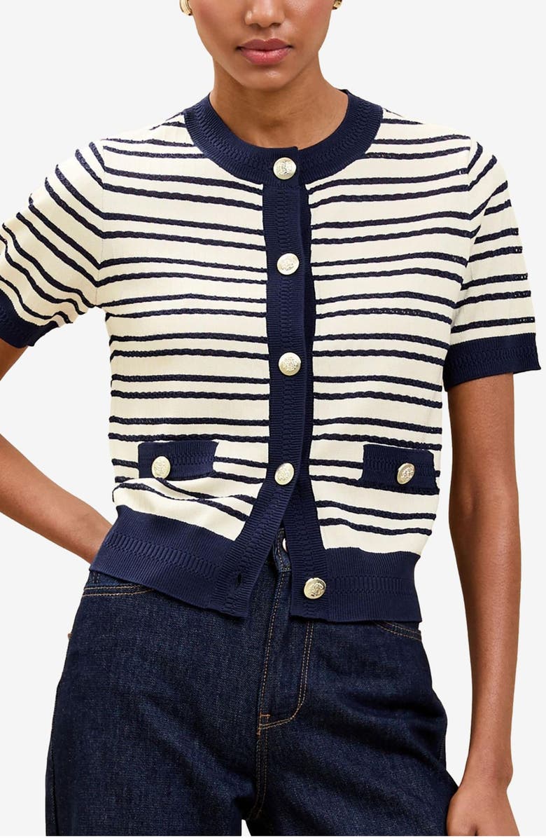 Stripe Short Sleeve Cardigan