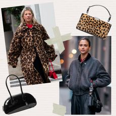 a collage of street style photos showing some of the best michael kors bags