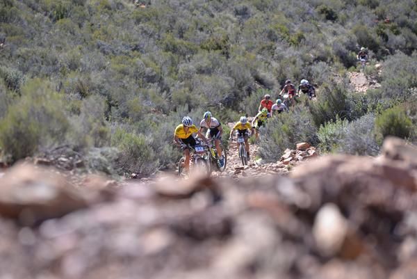 In keeping with tradition, the terrain of the 2014 Cape Pioneer Trek is unforgiving. The leaders tackle a loose, rocky climb during Stage 3 on Wednesday.