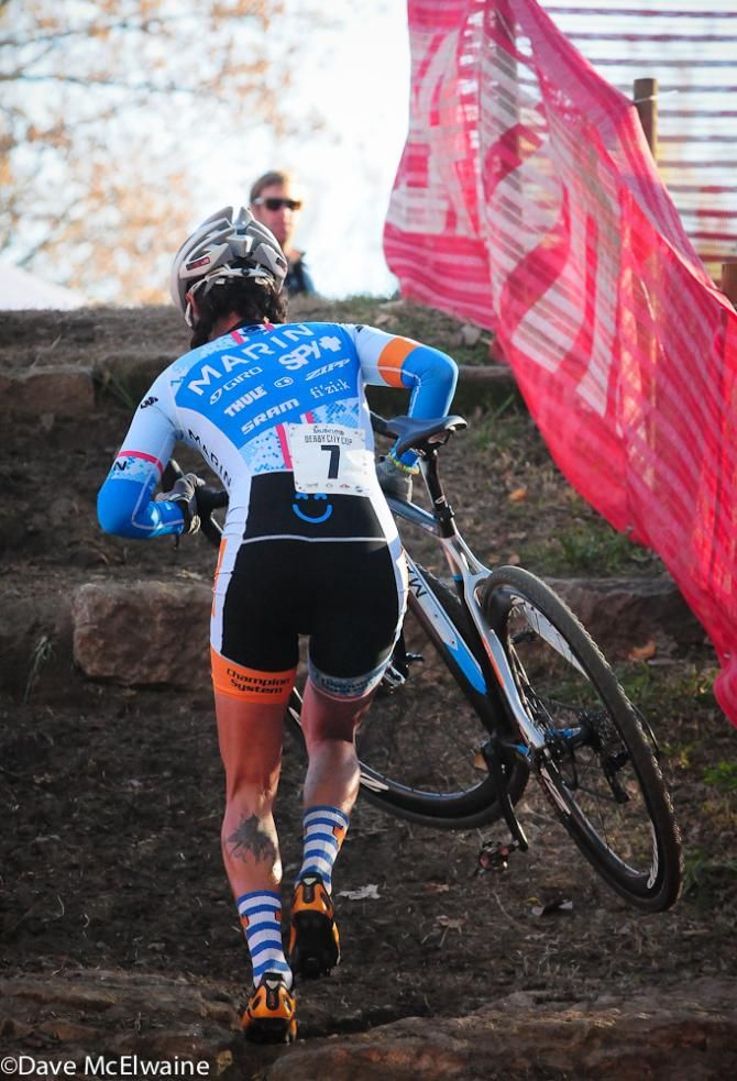 Nicole Duke (Marin/Spy Optics) racing in fourth place on lap three