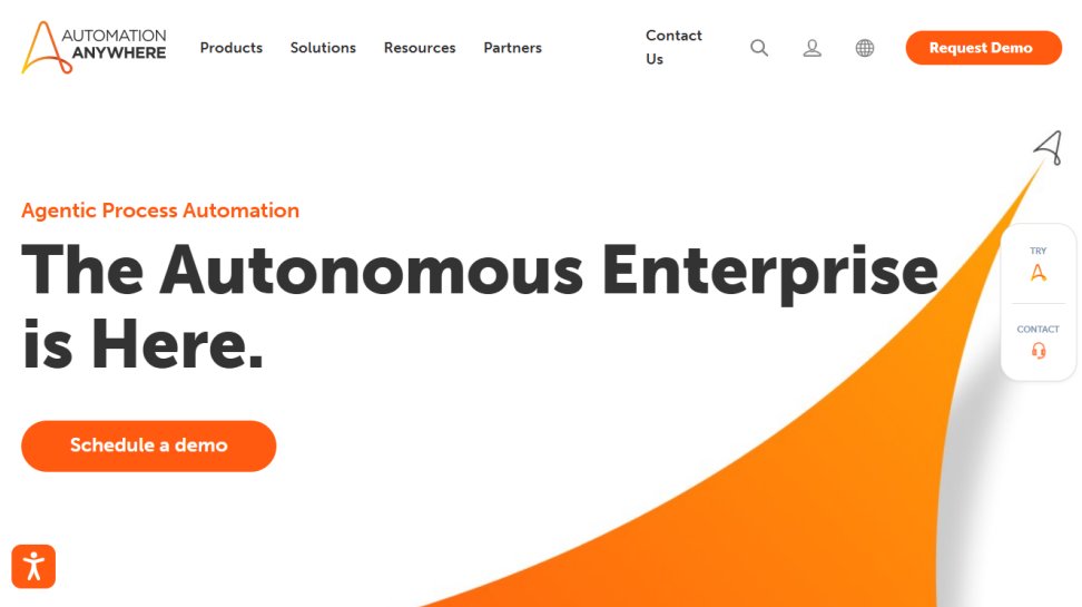 Automation Anywhere website screenshot (July 2025).
