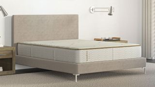 The Saatva Zenhaven mattress on a bed