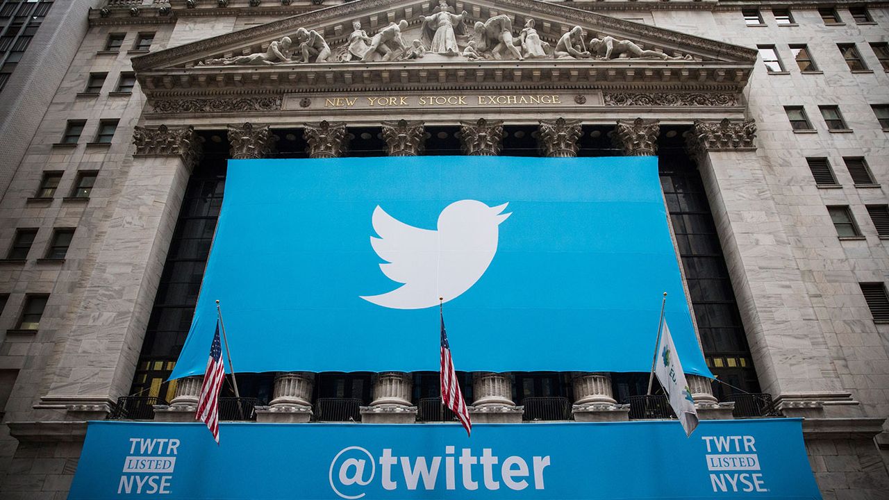 Twitter banner outside the New York Stock Exchange 