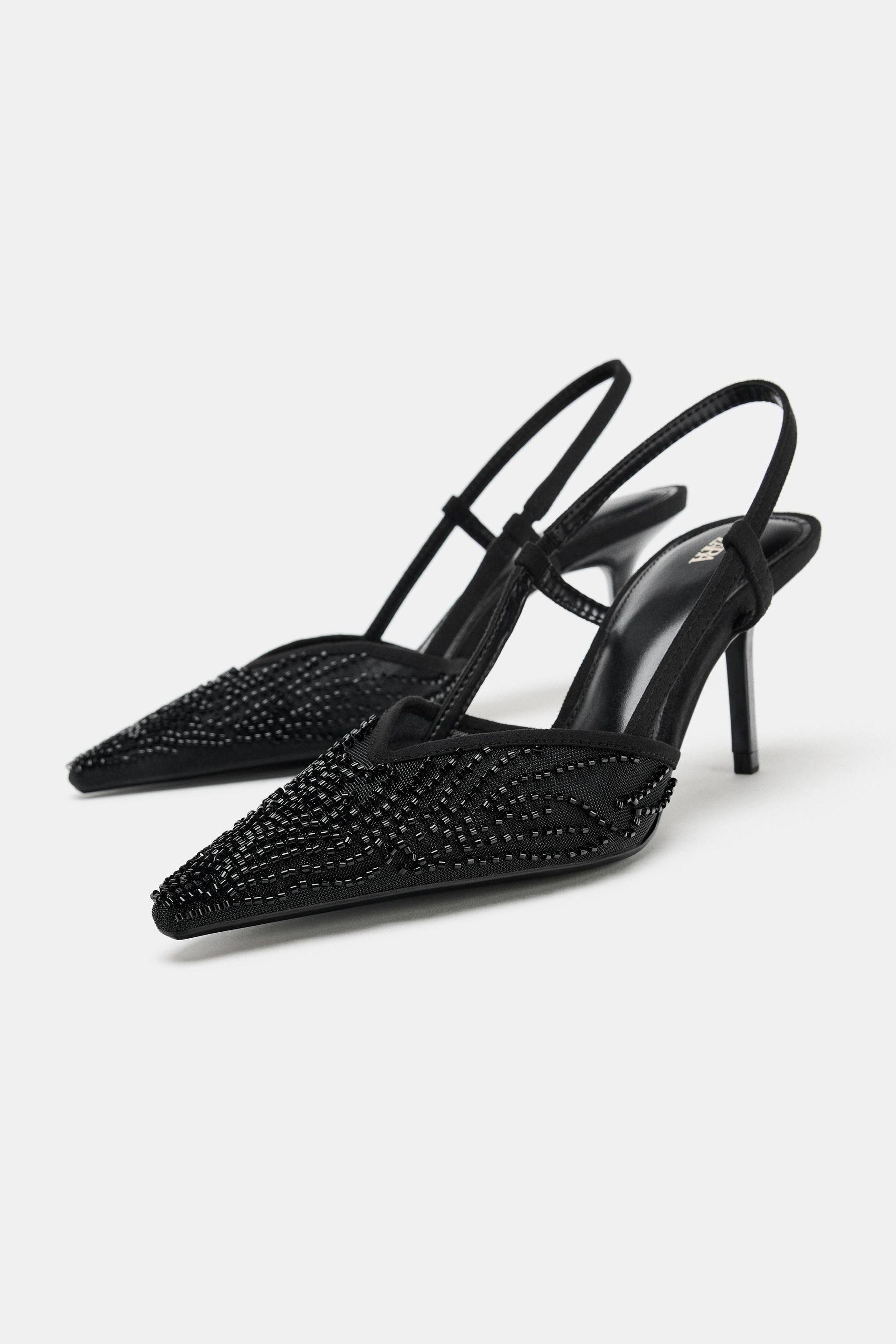 Sparkly Mesh Slingback Heels