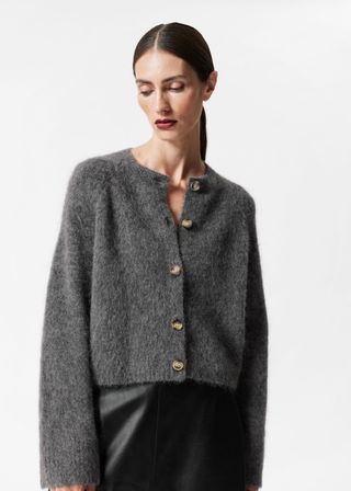 Mohair-Blend Knit Cardigan