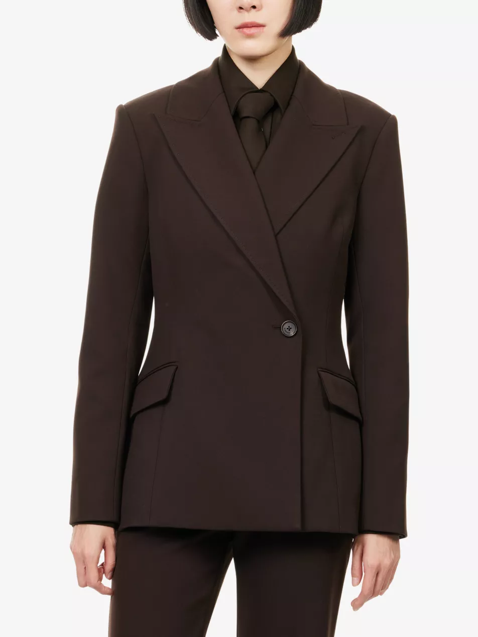 Surabhi Peak-Lapels Stretch-Woven Blazer